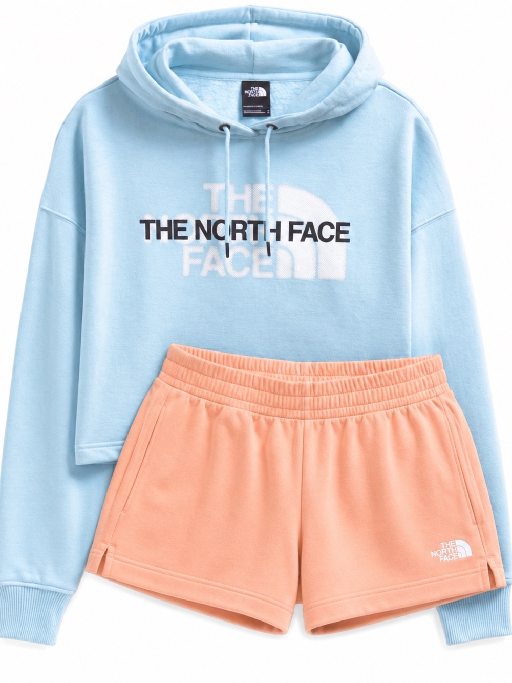 The North Face Set Women’s Hoodie & Shorts Blue Apricot Size S NWT